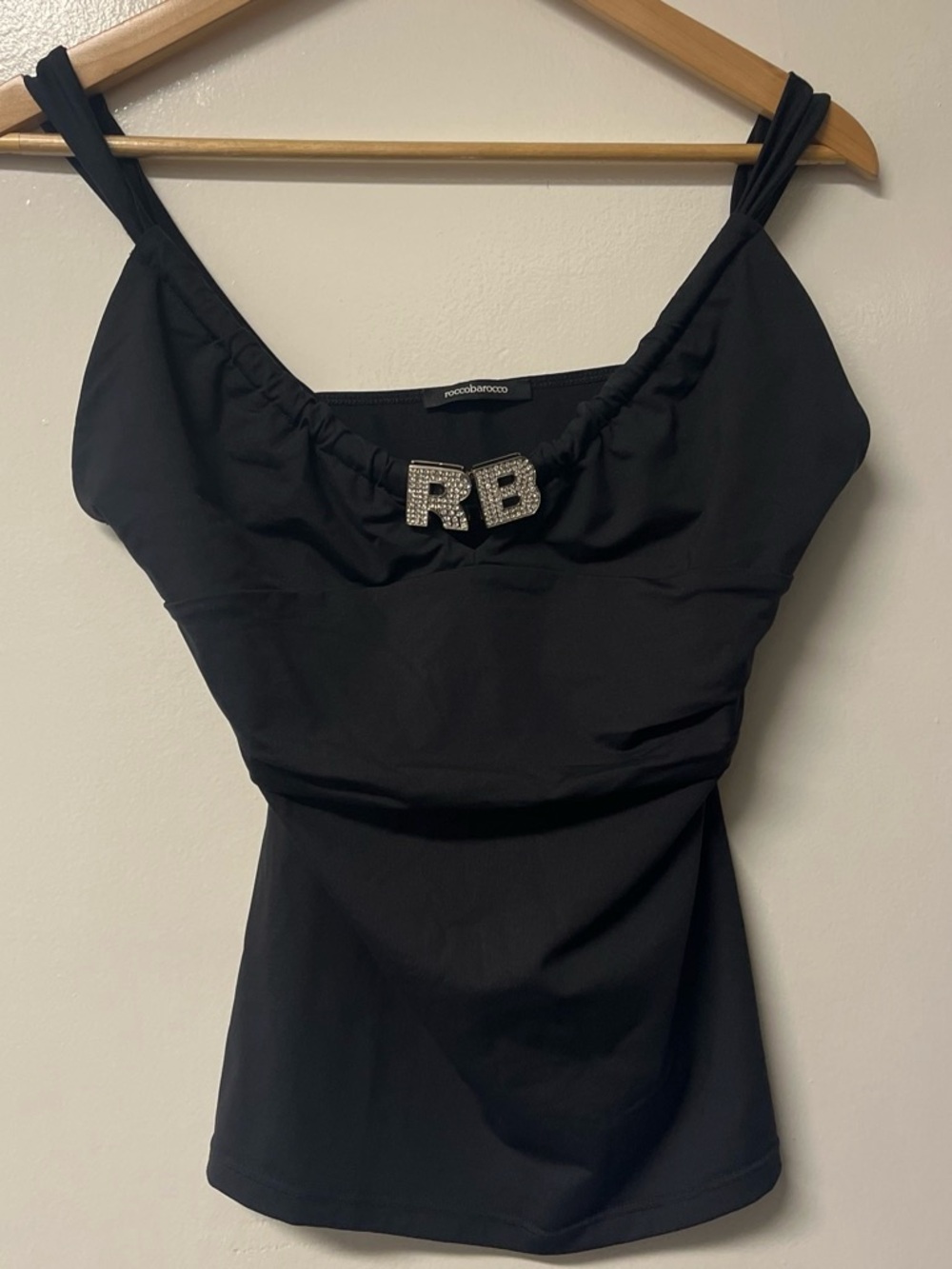 RoccoBarocco Black Embellished Tank Top